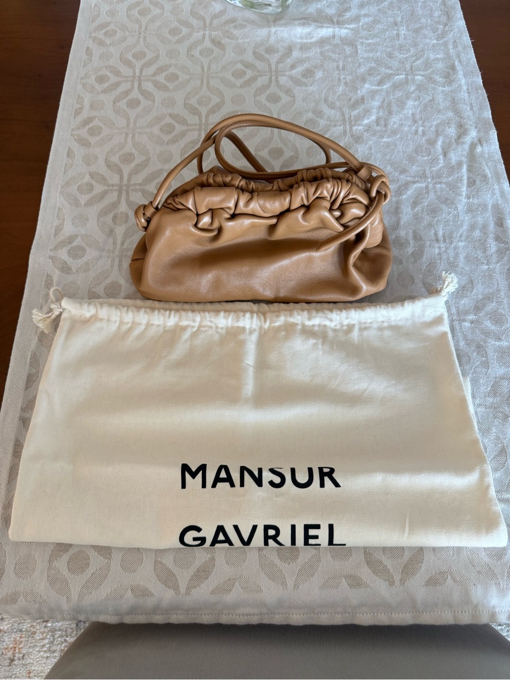 Mansur Gavriel signature MINI CLOUD CLUTCH, Color: Camel